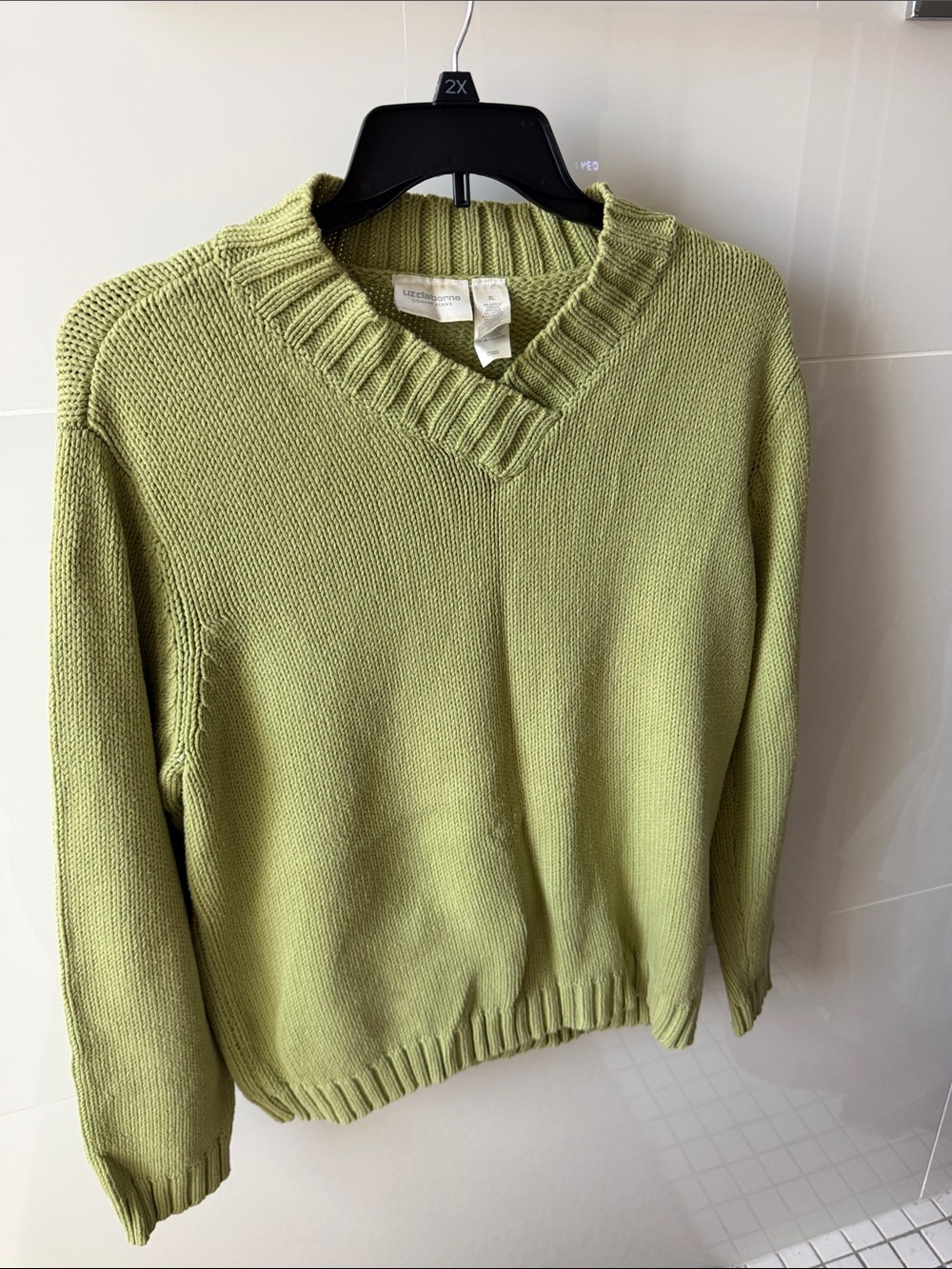 Liz Claiborne green acrylic/ cotton sweater size XL